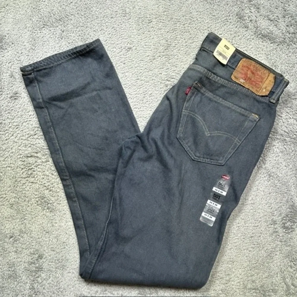 Levi's 501 Jeans Mens 34x36 Blue 150th Anniversary Peace Logo Straight Leg IRREG